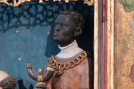Bode-Museum — 3: Flügelretabel mit der Anbetung der Heiligen Drei Könige im Schrein, Oberbayern (München?), 1519 (detail)
