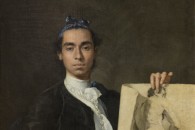Musée du Louvre — 187: Luis Eugenio Melendez: Portrait de l’artiste tenant une académie. Naples, 1716 - Madrid, 1780. 1746