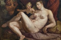 Musée du Louvre — 56: Hendrick Goltzius: Vénus et l’Amour épiés par un satyre, dit autrefois Jupiter et Antiope. Müklbracht, près de Venlo, 1558 - Haarlem, 1617. 1616