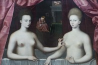 Musée du Louvre — 84: École de Fontainbleau: Portrait présumé de Gabrielle d’Estrées et de sa sœur la duchesse de Villars. Fin du XVIe siècle. Vers 1594