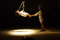Dasniya Sommer and Silke Backofen-Schönfleisch performing as part of Markus Öhrns “Adventskalender – Wir sind die Guten” Volksbühne Berlin